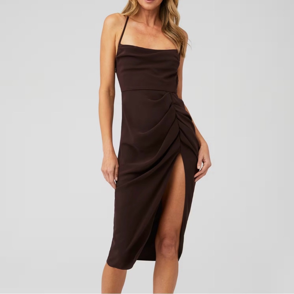 AMANDA UPRICHARD JASALINA DRESS-Brown